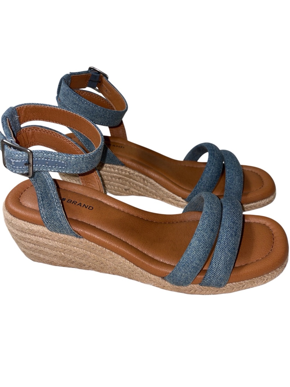 Lucky Brand Denim Blue Espadrille Wedge Sandals